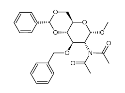 methyl N,N-diacetyl-2-amino-2-deoxy-4,6-O-benzylidene-3-O-benzyl-α-D-glucopyranoside结构式