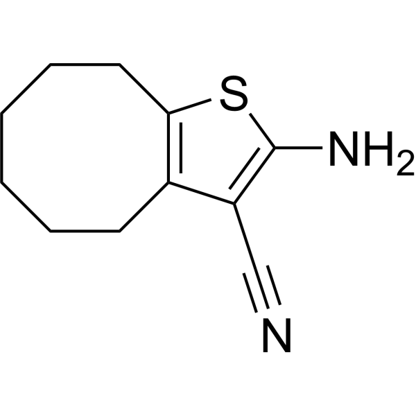 2-氨基-4,5,6,7,8,9-六氢辛基[b]噻吩-3-甲腈结构式