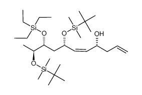 (5Z,4R,7S,9R,10S)-7,10-bis(tert-butyldimethylsilyloxy)-9-(triethylsilyloxy)undeca-1,5-dien-4-ol结构式