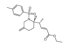 (R)-4-[(S)-5-methylene-1-(toluene-4-sulfonyl)piperidin-2-yl]pent-2-enoic acid ethyl ester Structure