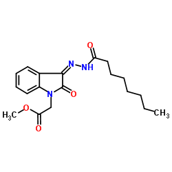 Methyl [(3Z)-3-(octanoylhydrazono)-2-oxo-2,3-dihydro-1H-indol-1-yl]acetate Structure