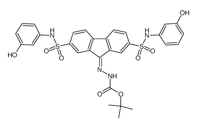 tert-butyl 2-(2,7-bis{[(3-hydroxyphenyl)amino]sulfonyl}-9H-fluoren-9-ylidene)hydrazinecarboxylate结构式