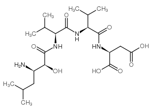 N-[(2S,3R)-3-氨基-2-羟基-5-甲基-1-氧代己基]-L-缬氨酰-L-缬氨酰-L-天冬氨酸结构式