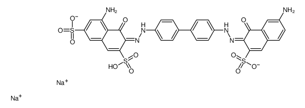 disodium hydrogen 5-amino-3-[[4'-[(7-amino-1-hydroxy-3-sulphonato-2-naphthyl)azo][1,1'-biphenyl]-4-yl]azo]-4-hydroxynaphthalene-2,7-disulphonate structure