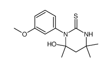 6-Hydroxy-1-(3-methoxy-phenyl)-4,4,6-trimethyl-tetrahydro-pyrimidine-2-thione结构式