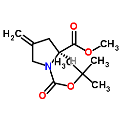 (S)-1-(叔丁氧基羰基)-2-甲基-4-亚甲基吡咯烷-2-羧酸结构式