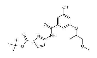 1,1-dimethylethyl 3-{[(3-hydroxy-5-{[(1S)-1-methyl-2-(methyloxy)ethyl]oxy}phenyl)carbonyl]amino}-1H-pyrazole-1-carboxylate结构式