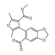 2,5-Dimethyl-4-(6-nitro-benzo[1,3]dioxol-5-yl)-furan-3-carboxylic acid methyl ester结构式