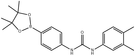 N-(3,4-二甲基苯基)-N'-[4-(4,4,5,5-四甲基-1,3,2-二氧硼杂环戊烷-2-基)苯基]-脲结构式