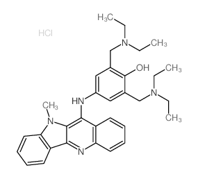 2,6-Bis((diethylamino)methyl)-4-((10-methyl-10H-indolo[3,2-b]quinolin-11-yl)amino)phenol hydrochloride结构式