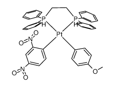 {η2-1,2-bis(diphenylphosphino)ethane}(2,4-dinitrophenyl)(4-methoxyphenyl)platinum(II)结构式