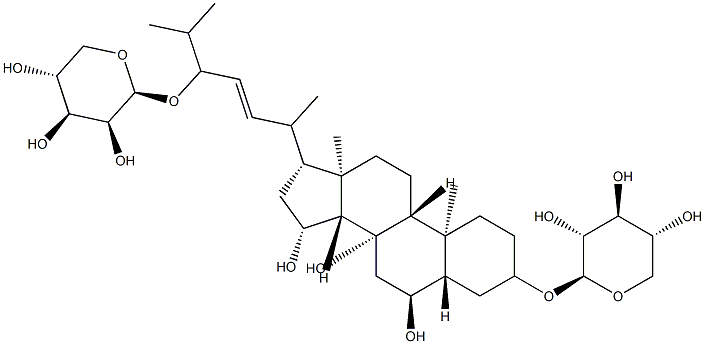 (22E)-3β,24-Bis(β-D-xylopyranosyloxy)-6α,8β,15β-trihydroxy-5α-cholest-22-ene Structure