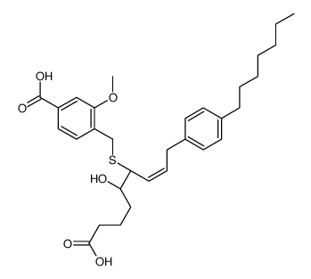 4-[[(Z,4R,5S)-8-carboxy-1-(4-heptylphenyl)-5-hydroxyoct-2-en-4-yl]sulfanylmethyl]-3-methoxybenzoic acid Structure