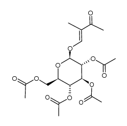 (E)-3-methyl-4-(2',3',4',6'-tetra-O-acetyl-β-D-glucopyranosyloxy)but-3-en-2-one Structure