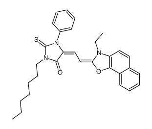 5-[(3-ethylnaphth[2,1-d]oxazol-2(3H)-ylidene)ethylidene]-3-heptyl-1-phenyl-2-thioxoimidazolidin-4-one structure