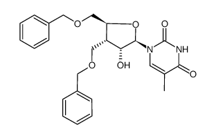 1-(5-O-benzyl-3-C-((benzyloxy)methyl)-3-deoxy-β-D-erythro-pentofuranosyl)thymine结构式