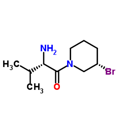 (2S)-2-Amino-1-[(3S)-3-bromo-1-piperidinyl]-3-methyl-1-butanone Structure