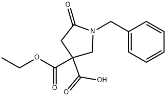 1-benzyl-3-(ethoxycarbonyl)-5-oxopyrrolidine-3-carboxylic acid Structure