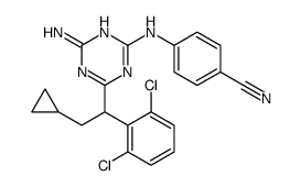 4-[[4-amino-6-[2-cyclopropyl-1-(2,6-dichlorophenyl)ethyl]-1,3,5-triazin-2-yl]amino]benzonitrile结构式