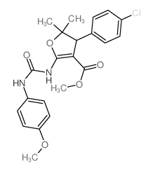 methyl 4-(4-chlorophenyl)-2-[(4-methoxyphenyl)carbamoylamino]-5,5-dimethyl-4H-furan-3-carboxylate structure