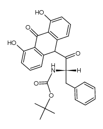 (S)-1,8-dihydroxy-10-[2-(1,1-dimethylethoxycarbonylamino)-1-oxo-3-phenylpropyl]-9(10H)-anthracenone结构式