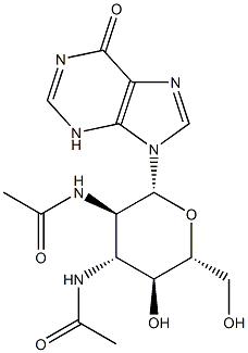 9-[2,3-Bis(acetylamino)-2,3-dideoxy-β-D-glucopyranosyl]-1,9-dihydro-6H-purin-6-one结构式