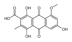 9,10-Dihydro-1,4,6-trihydroxy-8-methoxy-3-methyl-9,10-dioxo-2-anthracenecarboxylic acid structure