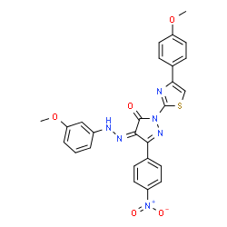 4-[(3-methoxyphenyl)hydrazono]-2-[4-(4-methoxyphenyl)-1,3-thiazol-2-yl]-5-(4-nitrophenyl)-2,4-dihydro-3H-pyrazol-3-one结构式