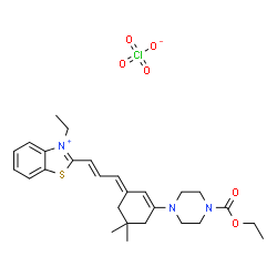 2-[3-[3-[4-(ethoxycarbonyl)piperazin-1-yl]-5,5-dimethylcyclohex-2-en-1-ylidene]prop-1-enyl]-3-ethylbenzothiazolium perchlorate picture