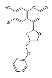 6-bromo-7-hydroxy-4-(4-(phenoxymethyl)-1,3-dioxolan-2-yl)-2H-chromen-2-one结构式