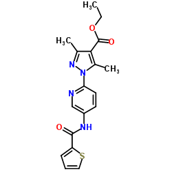 Ethyl 3,5-dimethyl-1-{5-[(2-thienylcarbonyl)amino]-2-pyridinyl}-1H-pyrazole-4-carboxylate结构式