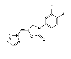 (5R)-3-(3-fluoro-4-iodophenyl)-5-[(4-methyl-1H-1,2,3-triazol-1-yl)methyl]-1,3-oxazolidin-2-one结构式