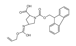 (2R,4S)-1-(((9H-FLUOREN-9-YL)METHOXY)CARBONYL)-4-(((ALLYLOXY)CARBONYL)AMINO)PYRROLIDINE-2-CARBOXYLIC ACID structure