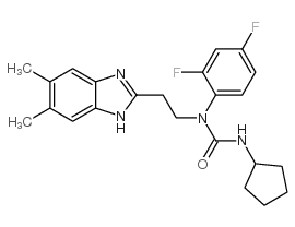 (9CI)-n-环戊基-n-(2,4-二氟苯基)-n-[2-(5,6-二甲基-1H-苯并咪唑-2-基)乙基]-脲结构式