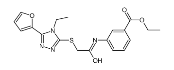 Benzoic acid, 3-[[[[4-ethyl-5-(2-furanyl)-4H-1,2,4-triazol-3-yl]thio]acetyl]amino]-, ethyl ester (9CI) picture