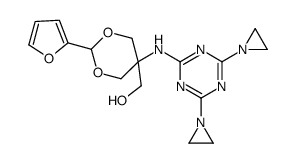 [5-[[4,6-bis(aziridin-1-yl)-1,3,5-triazin-2-yl]amino]-2-(furan-2-yl)-1,3-dioxan-5-yl]methanol Structure