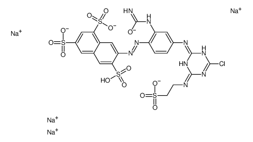 1,3,6-Naphthalenetrisulfonic acid, 7-2-(aminocarbonyl)amino-4-4-chloro-6-(2-sulfoethyl)amino-1,3,5-triazin-2-ylaminophenylazo-, tetrasodium salt Structure