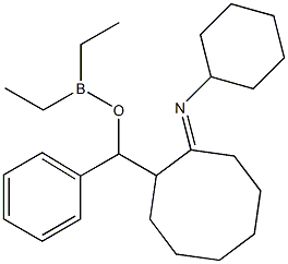Diethyl[phenyl[2-(cyclohexylimino)cyclooctyl]methoxy]borane结构式