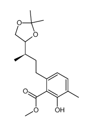 3-methyl-6-(3(R)-methyl-4,5-O-isopropylidenepentyl)salicylic acid methyl ester Structure