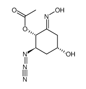 E-(2S,3R,5R)-2-acetoxy-3-azido-5-hydroxycyclohexanone oxime结构式