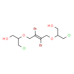 2,2'-[(2,3-dibromobut-2-ene-1,4-diyl)bis(oxy)]bis[3-chloropropan-1-ol]结构式