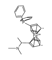 (.eta5-(C6H5)2PC5H4)Fe(η5-(CH3C(H)NMe2)C5H4) Structure