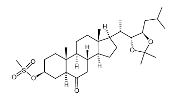 (22R,23R)-3β-methylsulphonyloxy-22,23-dihydroxy-5α-cholestan-6-one 22,23-acetonide结构式