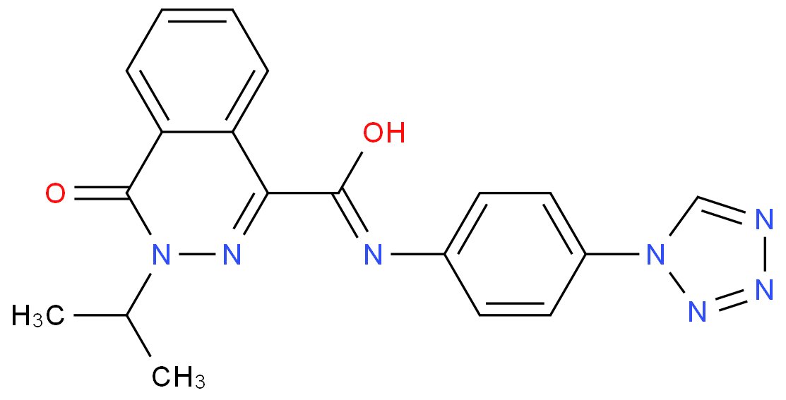 4-oxo-3-propan-2-yl-N-[4-(1-tetrazolyl)phenyl]-1-phthalazinecarboxamide结构式