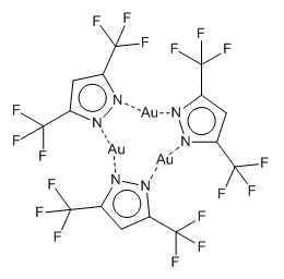 Gold(1+), tris[m-[3,5-bis(trifluoromethyl)-1H-pyrazolato-N1:N2]]tri-, cyclo结构式