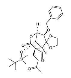 (1S,4R,5S,7R,8S)-7-(benzyloxy)-8-((tert-butyldimethylsilyl)oxy)-5-methyl-3-oxo-4-(3-oxobutyl)-2-oxaspiro[bicyclo[3.2.1]octane-6,2'-[1,3]dioxolane]-4-carbaldehyde Structure