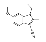 1-ethyl-2-iodo-6-methoxyindole-3-carbonitrile结构式