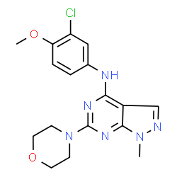 N-(3-chloro-4-methoxyphenyl)-1-methyl-6-(morpholin-4-yl)-1H-pyrazolo[3,4-d]pyrimidin-4-amine结构式