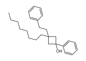 3-octyl-1-phenyl-3-(2-phenylethyl)cyclobutan-1-ol结构式