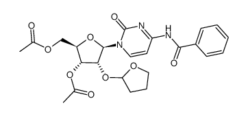 3',5'-O-diacetyl-2'-O-tetrahydrofuranyl-N-benzoylcytidine结构式